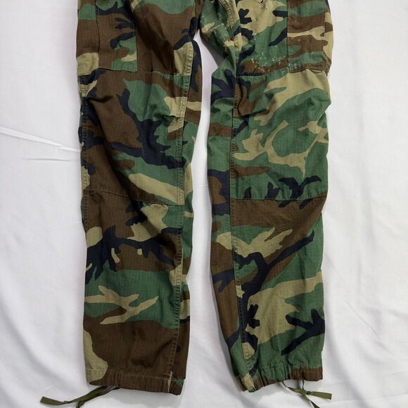 US Military Woodland Camo BDU Pants Men’s Medium Regular Ripstop Distressed - Picture 2 of 8